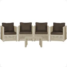 Mesa E 4 Poltronas Madri Corda Náutica Estofado 9 Trama Rami