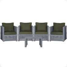 Mesa E 4 Poltronas Madri Corda Náutica Estofado 13 Trama Prata