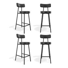 Kit 04 Banquetas Alta Cozinha Kobe Estofada Com Encosto Couríssimo Preto - Desk Design