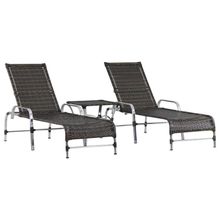 Kit 2 Espreguiçadeiras Catar Mesa Confortável Garden Trama Pedra Ferro