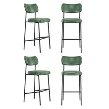 Kit 04 Banquetas Altas Para Cozinha Lila Estofada Com Encosto Couríssimo Verde - Desk Design