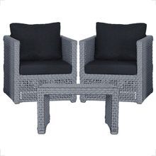 Mesa E 2 Poltronas Madri Corda Náutica Estofado 12 Trama Prata