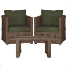 Mesa E 2 Poltronas Madri Corda Náutica Estofado 13 Trama Marrom