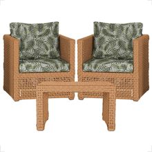 Mesa E 2 Poltronas Madri Corda Náutica Estofado 5 Trama Terra Cota