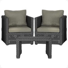 Mesa E 2 Poltronas Madri Corda Náutica Estofado 8 Trama Preto