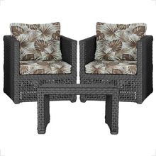 Mesa E 2 Poltronas Madri Corda Náutica Estofado 6 Trama Preto