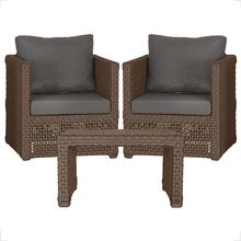 Mesa E 2 Poltronas Madri Corda Náutica Estofado 11 Trama Marrom