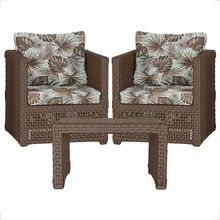 Mesa E 2 Poltronas Madri Corda Náutica Estofado 6 Trama Marrom