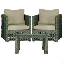 Mesa E 2 Poltronas Madri Corda Náutica Estofado 7 Trama Verde