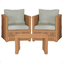 Mesa E 2 Poltronas Madri Corda Náutica Estofado 3 Trama Terra Cota