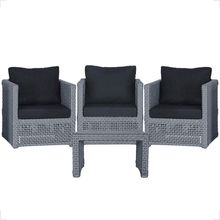 Mesa E 3 Poltronas Madri Corda Náutica Estofado 12 Trama Prata