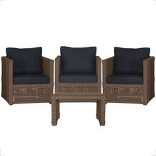 Mesa E 3 Poltronas Madri Corda Náutica Estofado 12 Trama Marrom