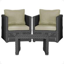 Mesa E 2 Poltronas Madri Corda Náutica Estofado 7 Trama Preto