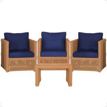 Mesa E 3 Poltronas Madri Corda Náutica Estofado 10 Trama Terra Cota