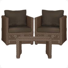 Mesa E 2 Poltronas Madri Corda Náutica Estofado 9 Trama Marrom