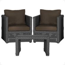 Mesa E 2 Poltronas Madri Corda Náutica Estofado 9 Trama Preto