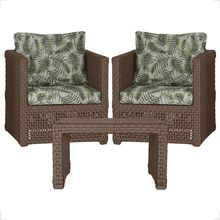 Mesa E 2 Poltronas Madri Corda Náutica Estofado 5 Trama Marrom