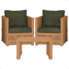 Mesa E 2 Poltronas Madri Corda Náutica Estofado 13 Trama Terra Cota