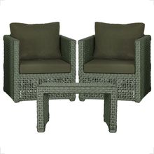 Mesa E 2 Poltronas Madri Corda Náutica Estofado 13 Trama Verde