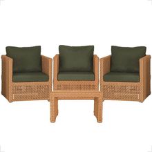 Mesa E 3 Poltronas Madri Corda Náutica Estofado 13 Trama Terra Cota