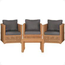 Mesa E 3 Poltronas Madri Corda Náutica Estofado 11 Trama Terra Cota