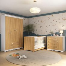 Quarto De Bebê Completo Com Berço Americano 3 Em 1 Realeza Multimóveis MP4583 Branco-madeirado