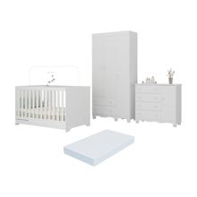 Quarto De Bebê Completo Berço Americano 3 Em 1 Colchão Dengo Multimóveis MP4608 Branco