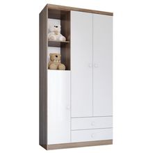 Guarda Roupa Infantil 3 Portas 181x91 Cm Bala De Menta Rustico Branco Henn