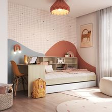 Cama Infantil Montessoriana Com Cama Auxiliar Estante E Escrivaninha Integrada Carvalho Araguaia