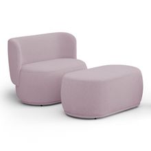 Namoradeira Com Puff Orgânico Molly 02 Lugares Bouclê Rosé - Desk Design