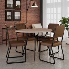 Conjunto Mesa De Jantar Soho Orgânica Com 04 Cadeiras Next Est.preta - Off White E Cr Whisky