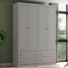 Guarda Roupa Infantil 4 Portas 159 Cm Americano Cinza Henn