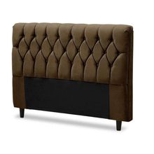 Cabeceira Cama Box Casal Queen Size 160cm Eloá Estofada Suede Veludo Premium Marrom