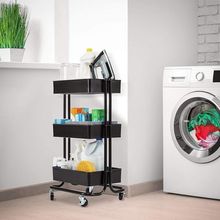 Carrinho Multiuso Organizadora 3 Prateleiras Em Aço Preta Quarto Sala Brinquedos Salao Manicure Varanda