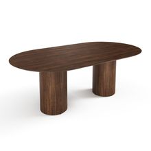 Mesa De Jantar West 270cm X 100cm 10 Lugares Lâmina Natural De Madeira Castanho