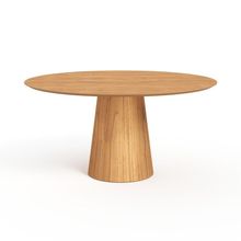 Mesa De Jantar Redonda 160cm Scandi 8 Lugares Lamina Natural De Madeira Mel