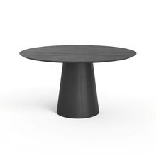 Mesa De Jantar Redonda 150cm Scandi 8 Lugares Lamina Natural De Madeira Preto