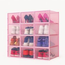 Caixas Organizadoras Rosa Modular Kit 6 Transparentes Armazenamento Calcados Armario Organiza Closet Quarto Adulto Infan