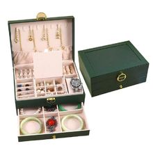 Maleta Caixa Porta Joias Estojo Organizador 2 Niveis Gaveta Para Aneis Brincos Pulseiras Relogio Verde