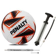 Bola De Futebol Campo Penalty Bravo Xxv + Bomba De Ar Penalty + Calibrador De Bolas Penalty Laranja + Branco + Cinza Genêros