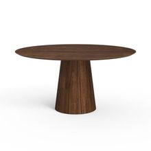 Mesa De Jantar Redonda 160cm Scandi 8 Lugares Lamina Natural De Madeira Castanho