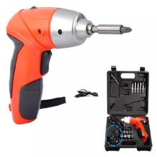 Kit Parafusadeira Com 45 Acessorios Com Maleta Sem Fio Bateria Recarregavel Luz Led Bits E Soquetes Bivolt