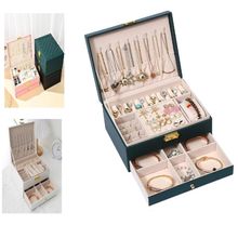 Maleta Porta Joias Caixa Organizador Brincos Estojo Aneis Pulseiras Relogio Gaveta 2 Andares Viagem Cor:verde;tamanho:u