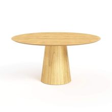 Mesa De Jantar Redonda 160cm Scandi 8 Lugares Lamina Natural De Madeira Damasco