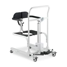 Cadeira De Transferência Dellamed Multiuso Com Elevação Eletrônica Até 135 Kg Assento 48,5cm Branco E Preto D80