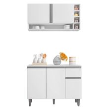 Balcão Gabinete De Cozinha E Armário Aéreo Vanessa Branco - Abmaza