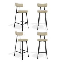 Kit 04 Banquetas Alta Cozinha Kobe Estofada Com Encosto Linho Bege - Abmaza