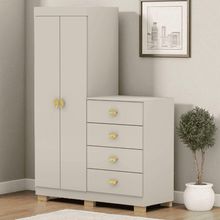 Cômoda Roupeiro Guarda-roupas 2 Portas 4 Gavetas Cristal Fendi - Mabe Magazine