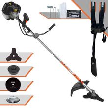 Roçadeira Profissional Lateral Terra Grh430 À Gasolina 43cc 1,7hp + Faca 80 Dentes Duraline 255mm 1,5mm + Escova Rotati