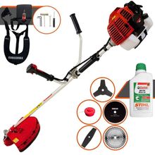 Roçadeira Profissional Kawashima Kw52l À Gasolina 52c 2,5hp + Faca 2 Pontas 330mm + Faca 40 Dentes 255mm + Faca 80 Dent